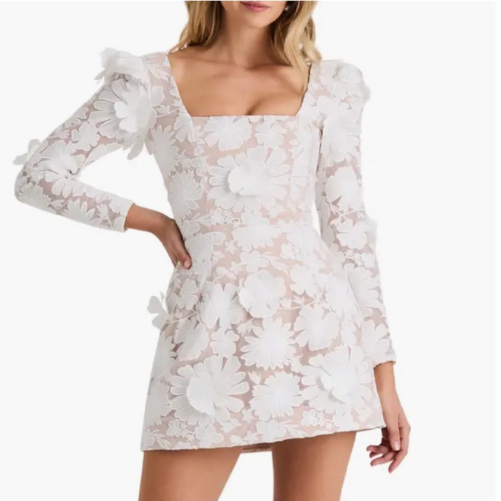 Helsi White Appliqué Mini Dress